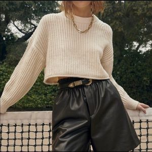 NWT Joie Black Faux Leather Shorts Size Large